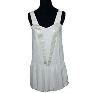 Naf Naf White Gold Drop Waist Sleeveless D…